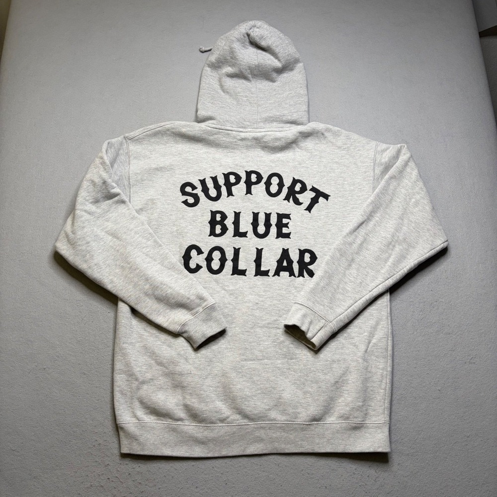 Troll Co Hoodie Mens 2XL Gray Support Blue Collar Graphic Pullover Workwear